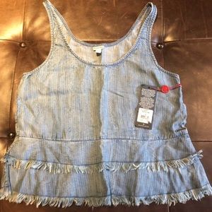 True Religion Blue Ruffle Tank S